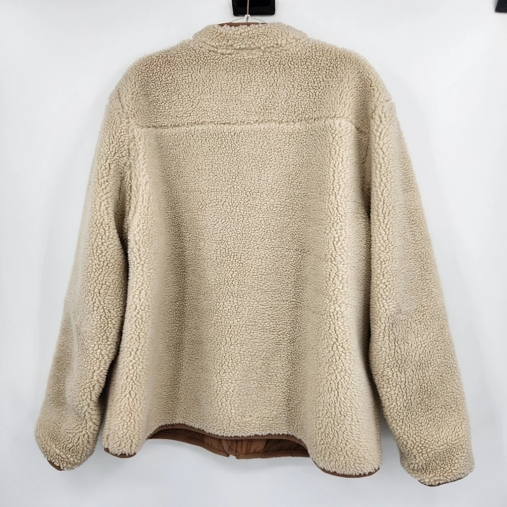 Duluth Trading Co Mens Burly Sherpa Fleece Jacket Size Large Cream Tan - Picture 7 of 8